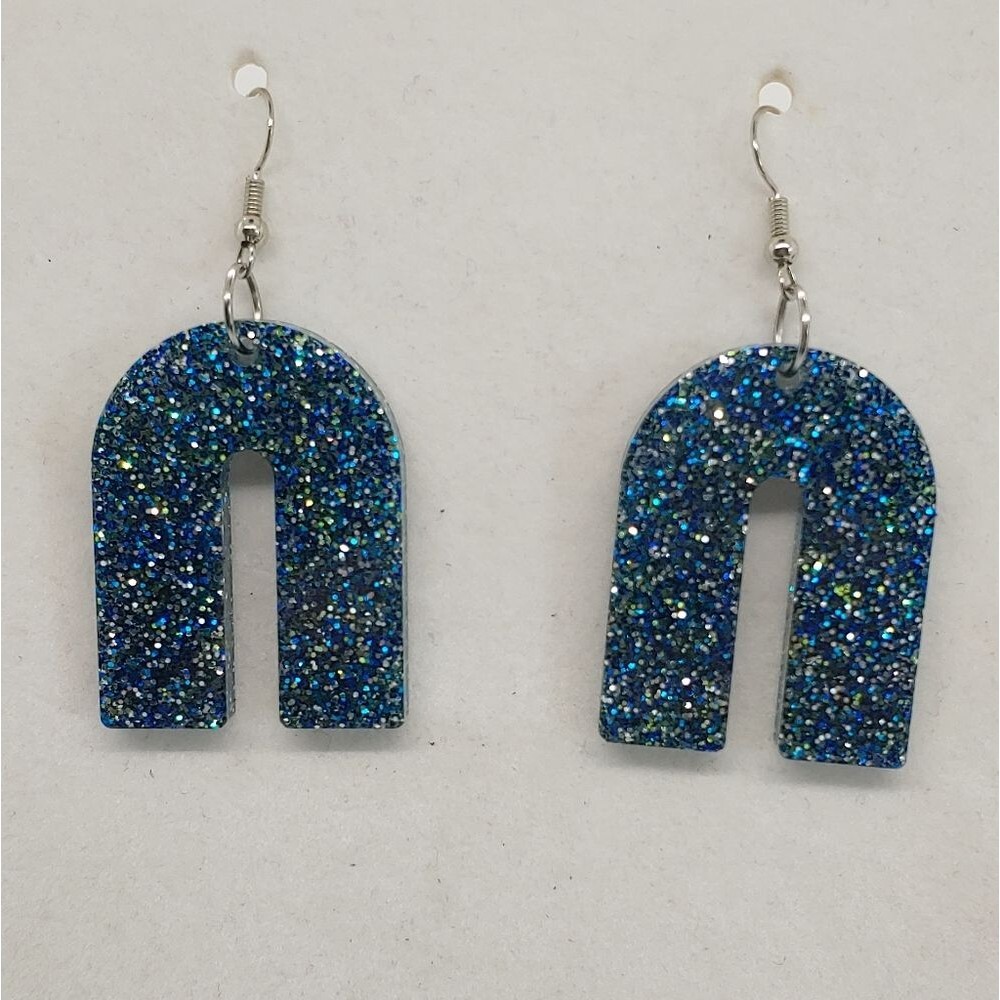Earrings Upside-Down U Multi Glitter